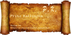 Pritz Kalliszta névjegykártya